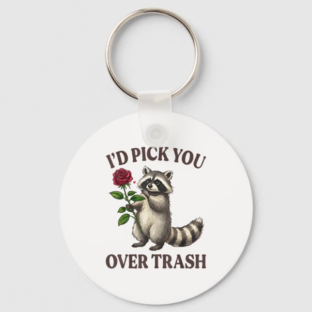 Porte-clés Funny Raccoon I’d Ck You Over Trash Valentines Day (Recto)