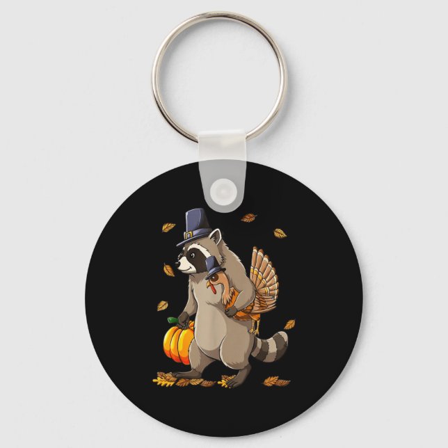 Porte-clés Funny Raccoon Turkey Pumpkin Thanksgiving Gift Men (Recto)