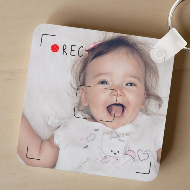 Porte-clés Funny Record Red Dot Custom Photo (Créateur téléchargé)