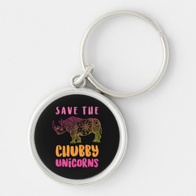 Porte-clés Funny Rhino Sauver Chubby Unicorns Droits des anim (Devant)
