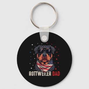 Porte-clés Funny Rottweiler Papa Usa Étoiles 4 juillet Pères