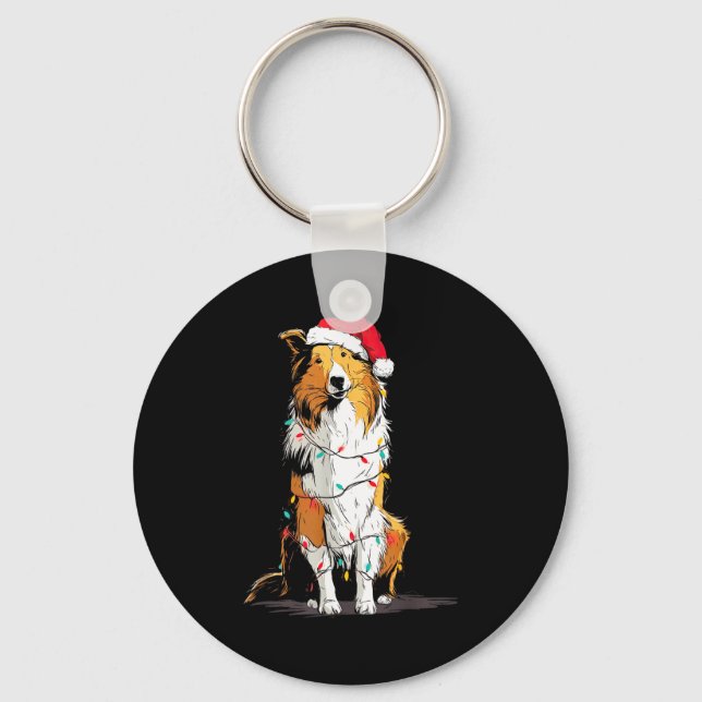 Porte-clés Funny Rough Collie Christmas Graphics Dog Lights L (Recto)