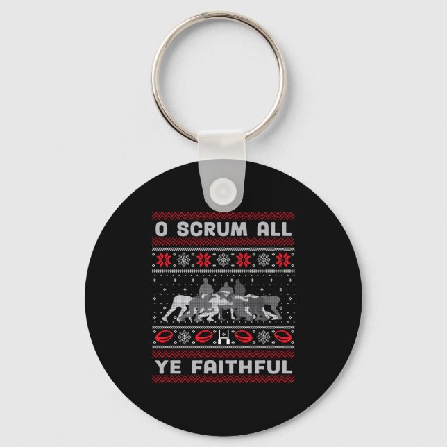 Porte-clés Funny Rugby O Scrum All Ye Faithful Ugly Merry Chr (Recto)