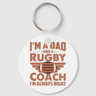 Porte-clés Funny Rugby papa et entraîneur de rugby