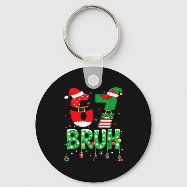 Porte-clés Funny Santa Elf 67 Bruh Christmas Meme Six Seven 6 (Recto)