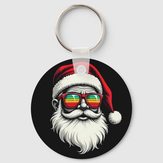 Porte-clés Funny Santa Face Retro Sunglasses Christmas  (Recto)