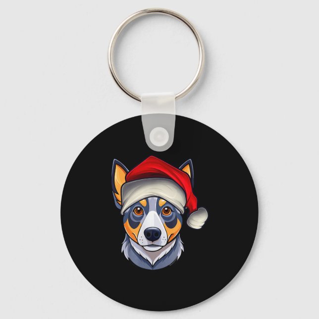 Porte-clés Funny Santa Hat Xmas Pajamas Blue Heeler Dog Chris (Recto)