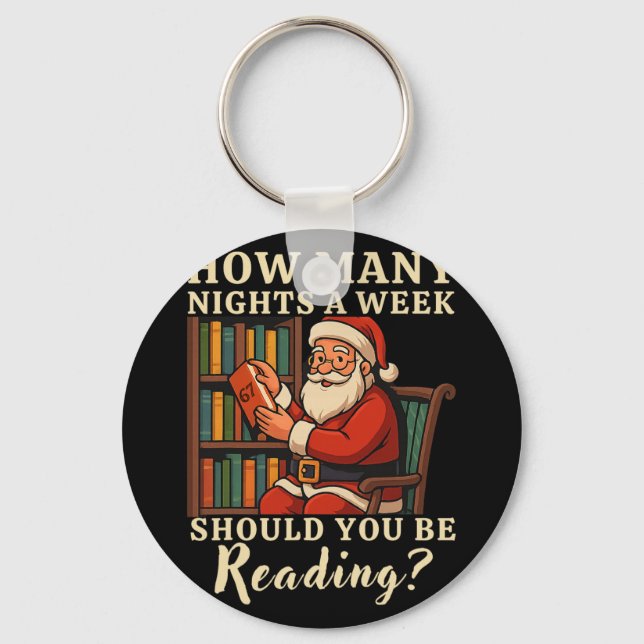Porte-clés Funny Santa lisant 67 Meme Tee Noël Enseignant  (Recto)