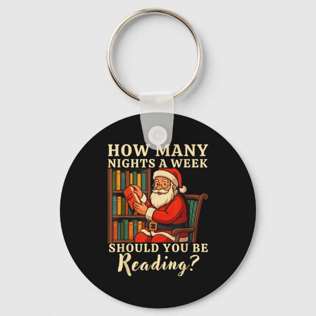 Porte-clés Funny Santa lisant 67 Meme Tee Noël Enseignant  (Recto)