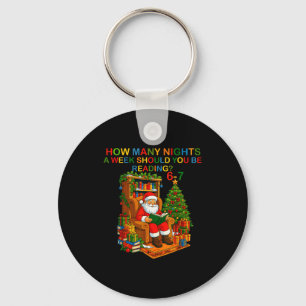 Porte-clés Funny Santa lisant 67 Meme Tee Noël Professeur