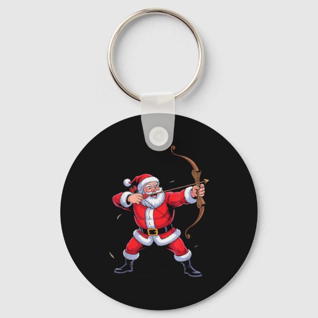 Porte-clés Funny Santa Playing Archery Holiday Christmas Xmas (Recto)