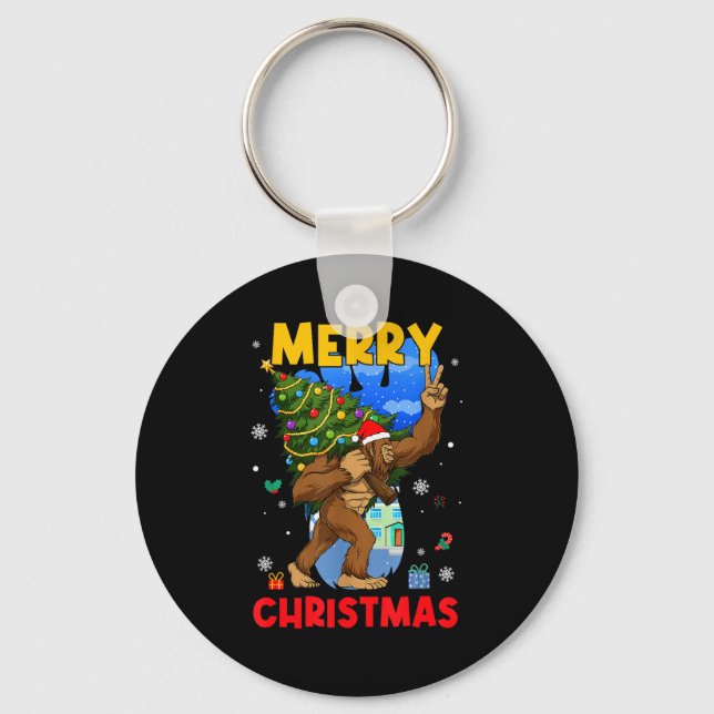 Porte-clés Funny Sasquatch Santa Bigfoot Christmas Tree Xmas  (Recto)