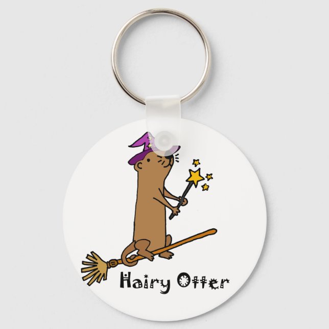 Porte-clés Funny Sea Otter Wizard Cartoon (Recto)
