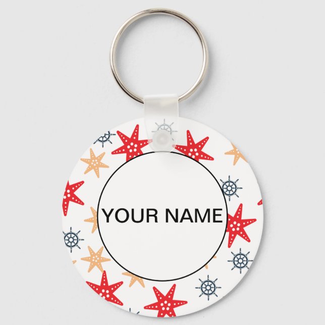 Porte-clés Funny Seastars Et Steerwheel Motif (Recto)