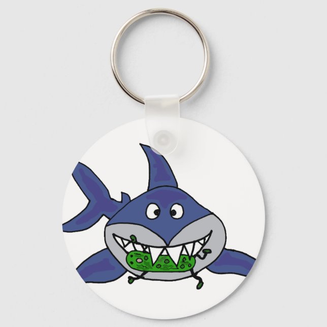 Porte-clés Funny Shark Eating Pickle Man Cartoon (Recto)
