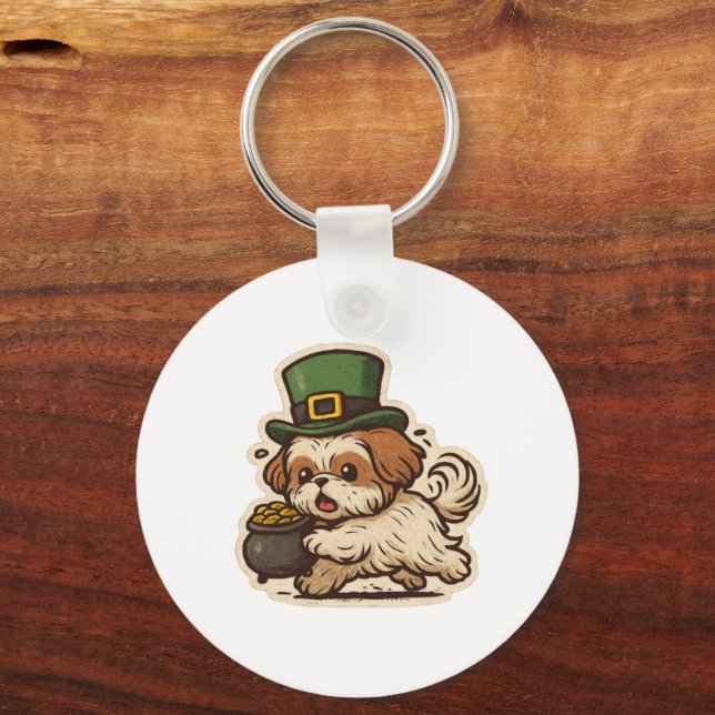 Porte-clés Funny Shih Tzu St.Patrick's Day (Recto)