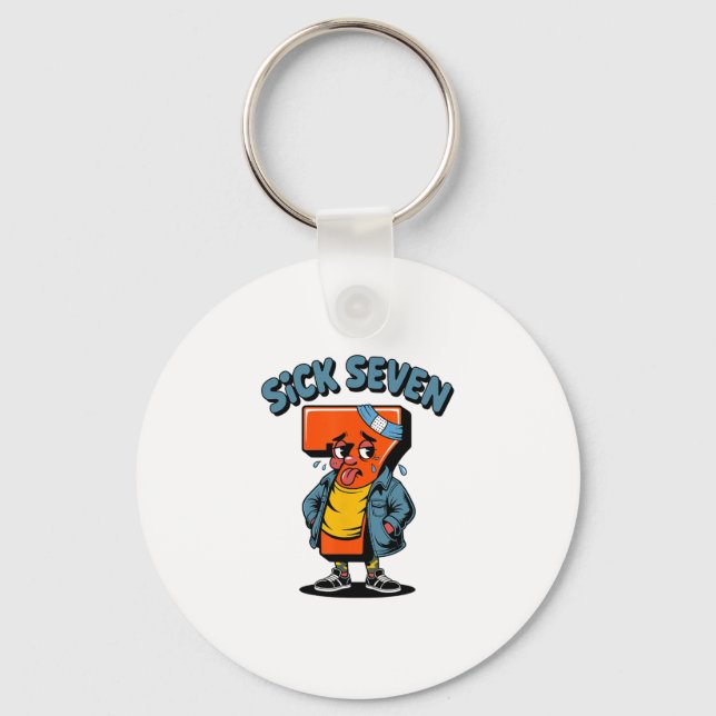 Porte-clés Funny Sick Seven Meme Six Seven Wordplay Halloween (Recto)