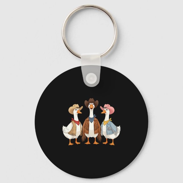 Porte-clés Funny Silly Goose Cowboy Western Cowgirl Goose Hum (Recto)