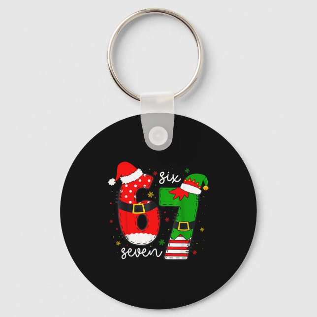 Porte-clés Funny Six Seven 67 Meme 6 7 Elf Santa Christmas Pa (Recto)