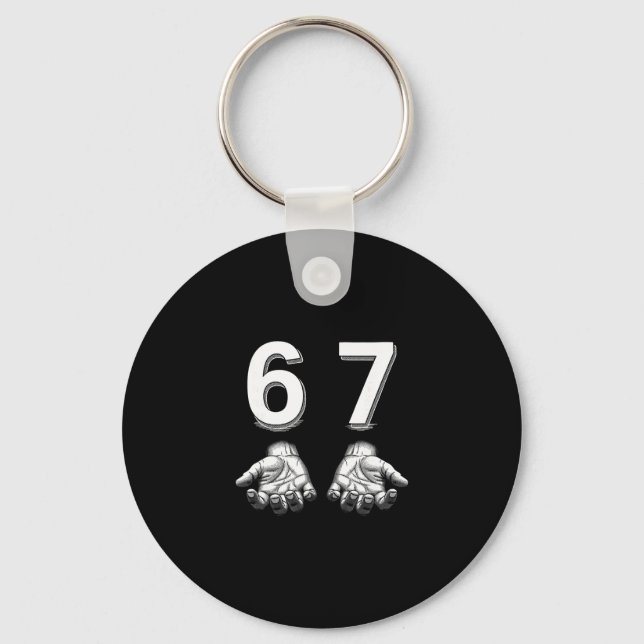 Porte-clés Funny Six Seven 67 Meme Gen Alpha Slang Hands  (Recto)