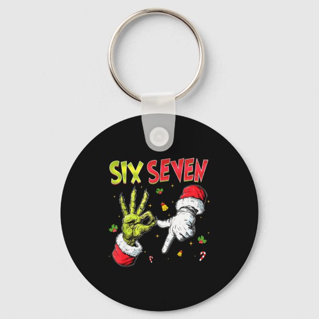 Porte-clés Funny Six Seven 67 Meme Monster Santa Christmas Pa (Recto)