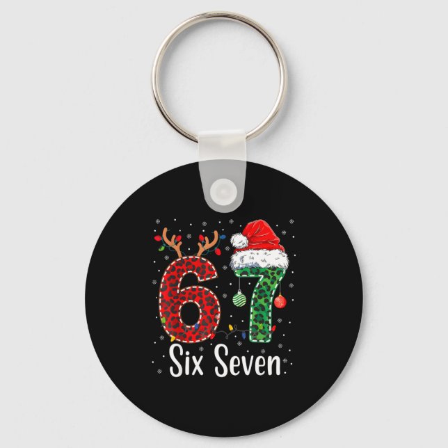 Porte-clés Funny Six Seven 6 7 Meme 67 Christmas Leopard Xmas (Recto)