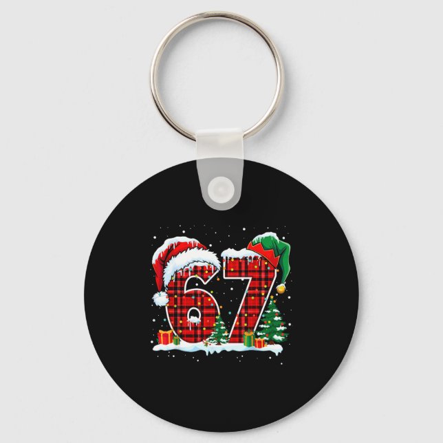 Porte-clés Funny Six Seven 6 7 Meme 67 Christmas Red Plaid Xm (Recto)