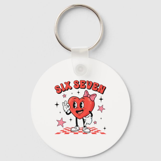 Porte-clés Funny Six Seven Cute Heart 67 Meme Valentine Kids  (Recto)