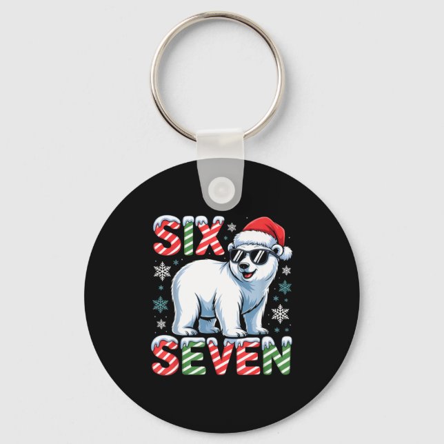 Porte-clés Funny Six Seven Lar Bear Christmas 67 Santa Hat Wi (Recto)
