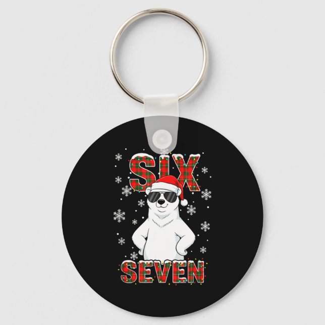 Porte-clés Funny Six Seven Lar Bear Christmas 67 Santa Hat Wi (Recto)