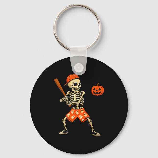 Porte-clés Funny Skeleton Baseball Batting Halloween Costume  (Recto)