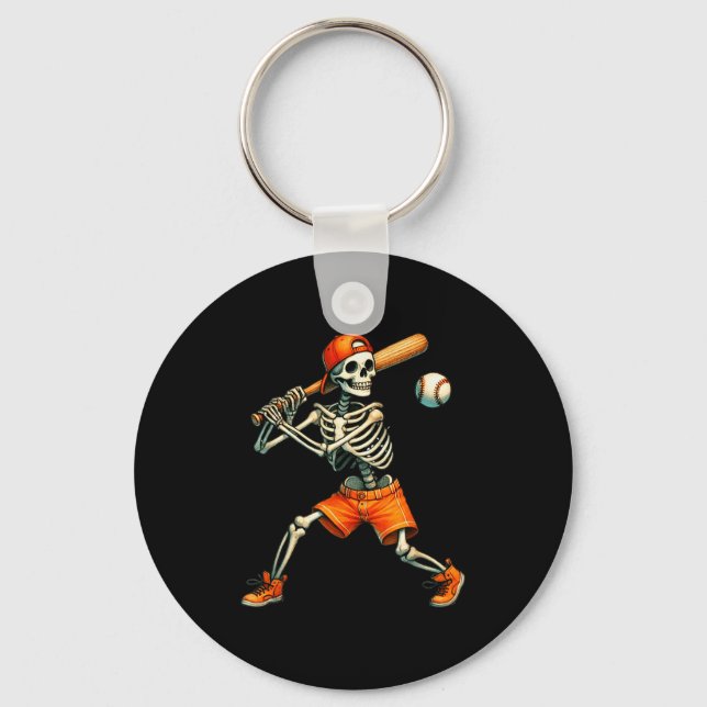 Porte-clés Funny Skeleton Batting Baseball Halloween Boys Men (Recto)