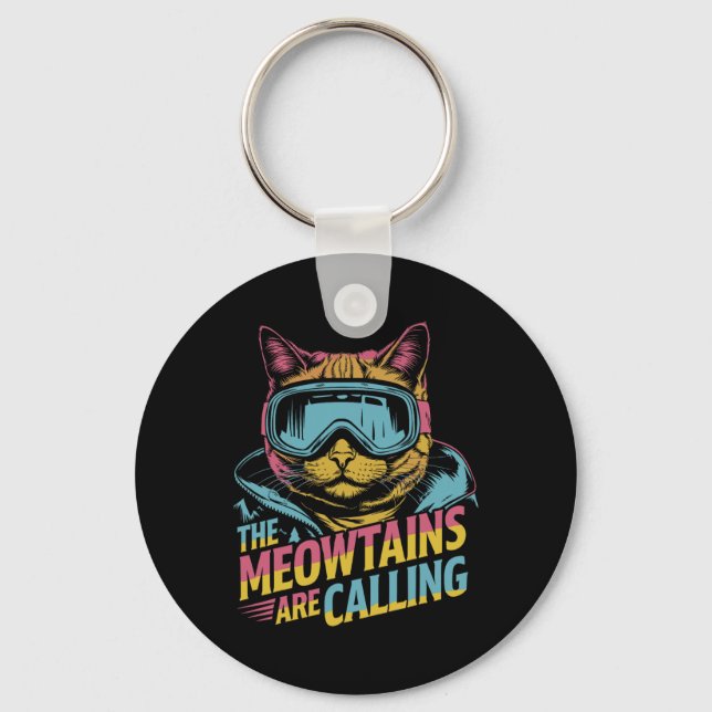 Porte-clés Funny Skiing Cat Gift Snowboarder Accessories Uni- (Recto)