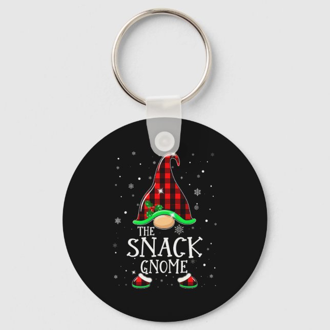 Porte-clés Funny Snack Gnome Buffalo Plaid Matching Christmas (Recto)