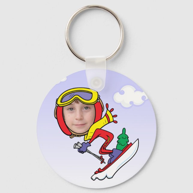 Porte-clés Funny Snow Skier Photo Face Modèle (Recto)