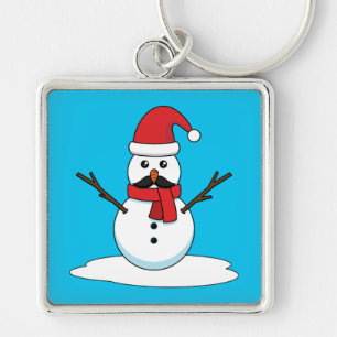Porte-clés Funny Snowman avec Moustache et carotte