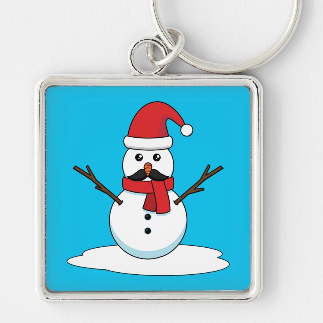 Porte-clés Funny Snowman avec Moustache et carotte (Devant)