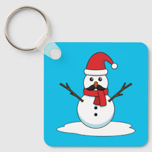 Porte-clés Funny Snowman avec Moustache et carotte