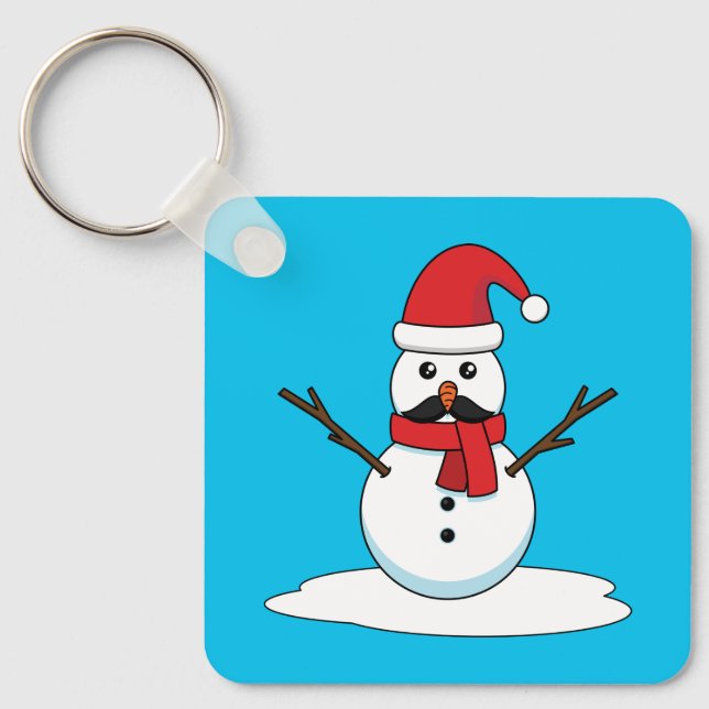 Porte-clés Funny Snowman avec Moustache et carotte (Recto)