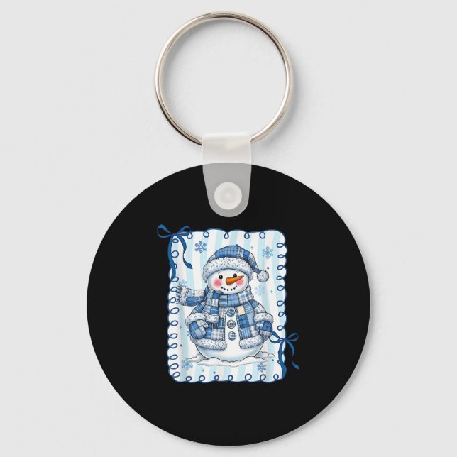 Porte-clés Funny Snowman Snowflake Merry Christmas Xmas Famil (Recto)