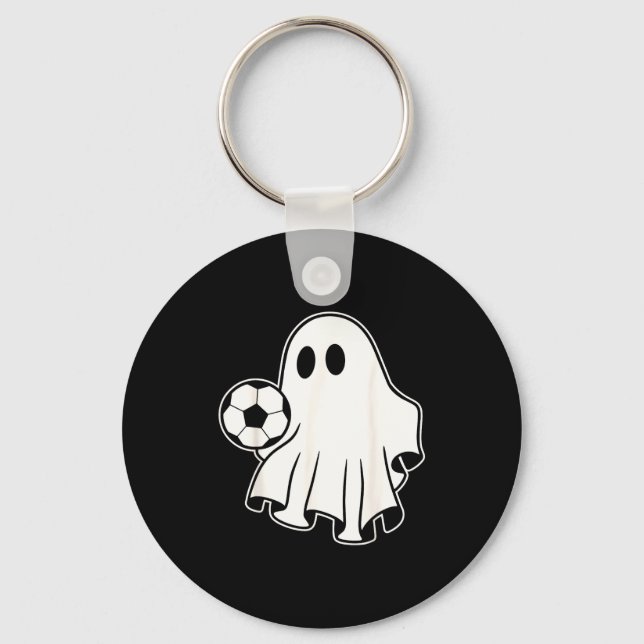 Porte-clés Funny Soccer Ghost Playing Soccer Lovers Halloween (Recto)