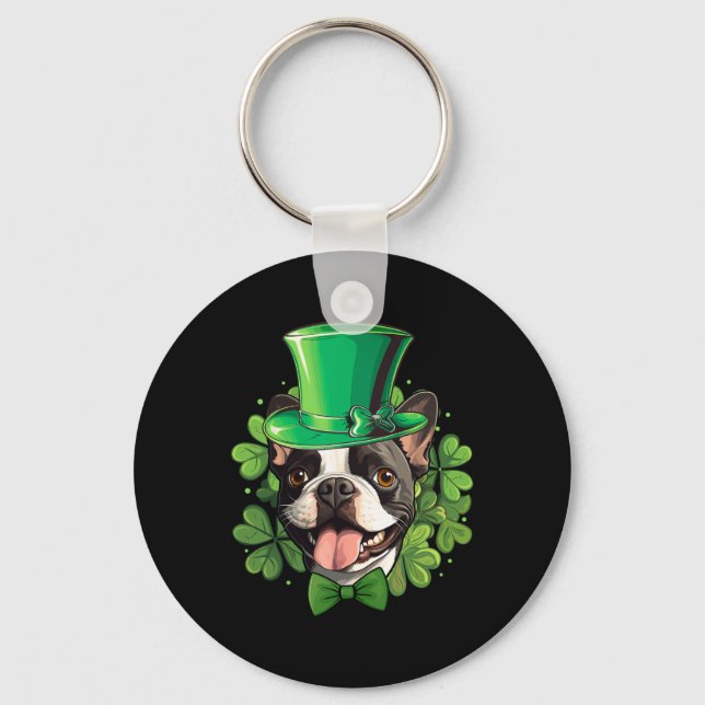 Porte-clés Funny St Patricks Boston Terrier  (Recto)
