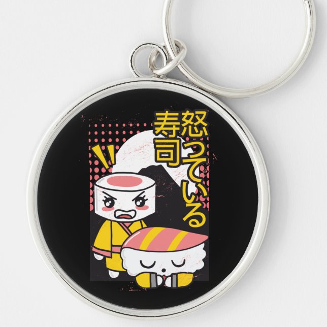 Porte-clés Funny Sushi Karate Fighters Design de dessin (Devant)