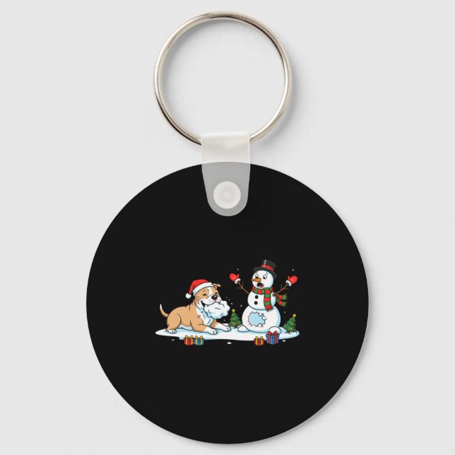 Porte-clés Funny Tbull Snowman Christmas Tree Xmas Womens Men (Recto)