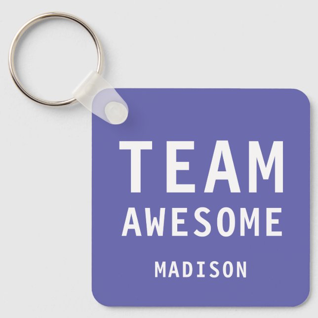 Porte-clés Funny Team Awesome Purple Personalized Name (Recto)