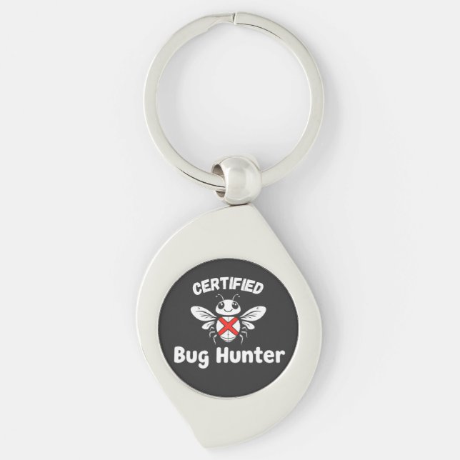 Porte-clés Funny Tech Porte - clé - "Certifié Bug Hunter" (Devant)