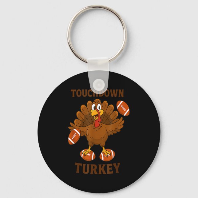 Porte-clés Funny Thanksgiving Football Touchdown Turkey  (Recto)