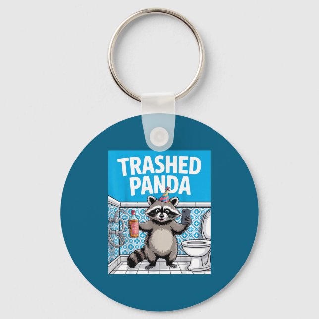 Porte-clés Funny Trashed Panda Raccoon Gets Drunk  (Recto)