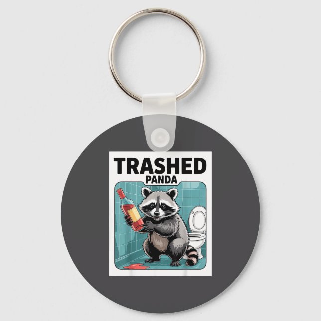 Porte-clés Funny Trashed Panda Raccoon Gets Drunk  (Recto)
