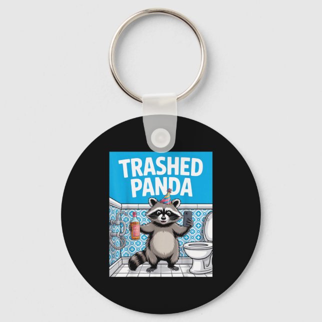Porte-clés Funny Trashed Panda Raccoon Gets Drunk 1ff512797a7 (Recto)